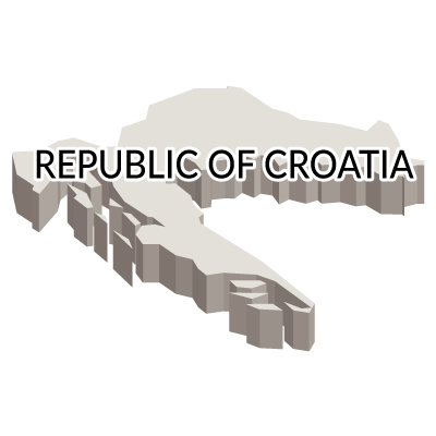 クロアチア共和国無料フリーイラスト｜英語・立体(白)